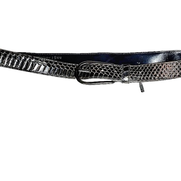 1980s True Vintage Dark Brown Real Snakeskin Thin Belt By Yves Saint Laurent Med - Picture 2 of 7